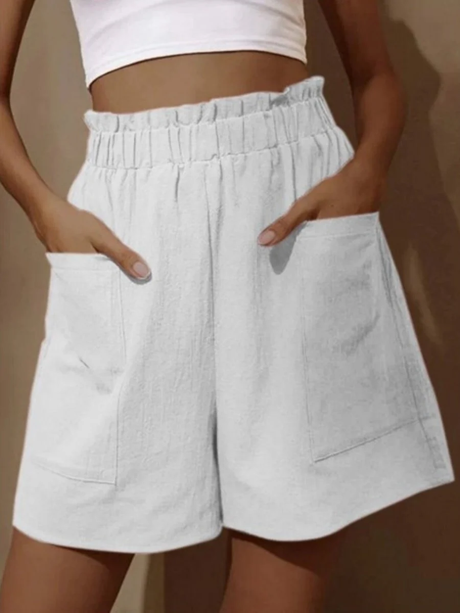 Vacation-style Loose High-waisted Shorts