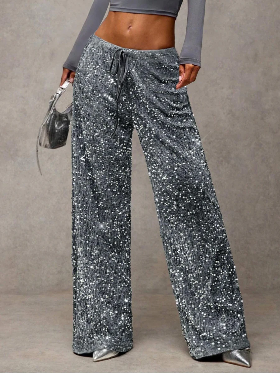 Drawstring Slimming Stretch Straight Leg Trousers