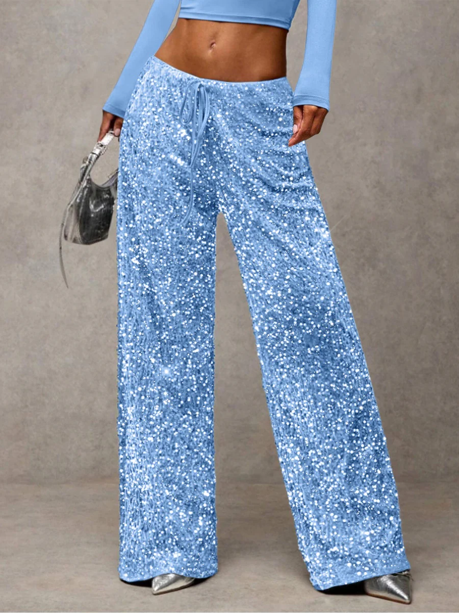Drawstring Slimming Stretch Straight Leg Trousers - Image 10