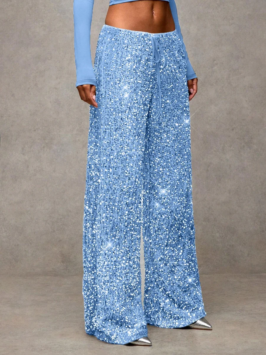 Drawstring Slimming Stretch Straight Leg Trousers - Image 11
