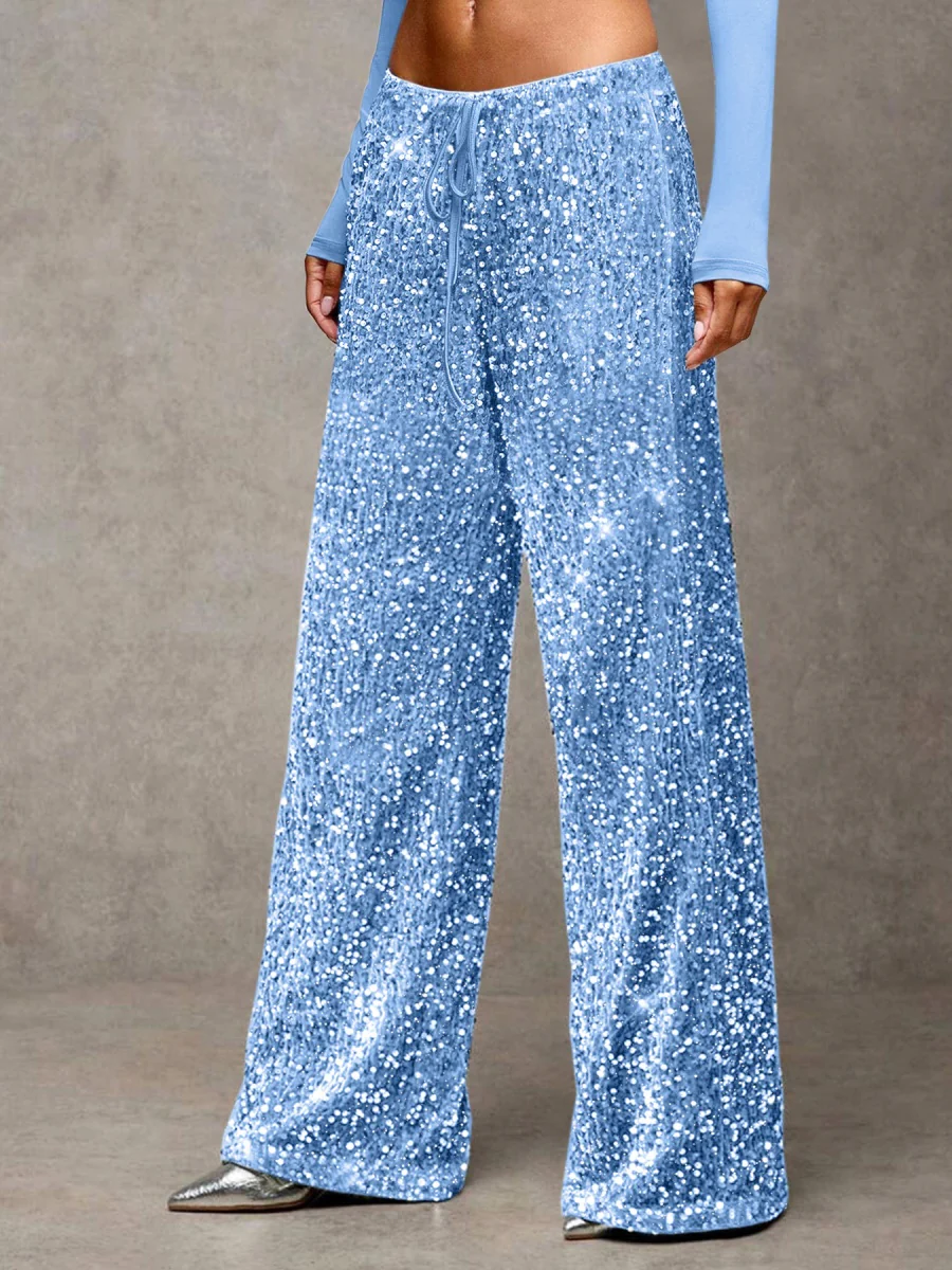 Drawstring Slimming Stretch Straight Leg Trousers - Image 12