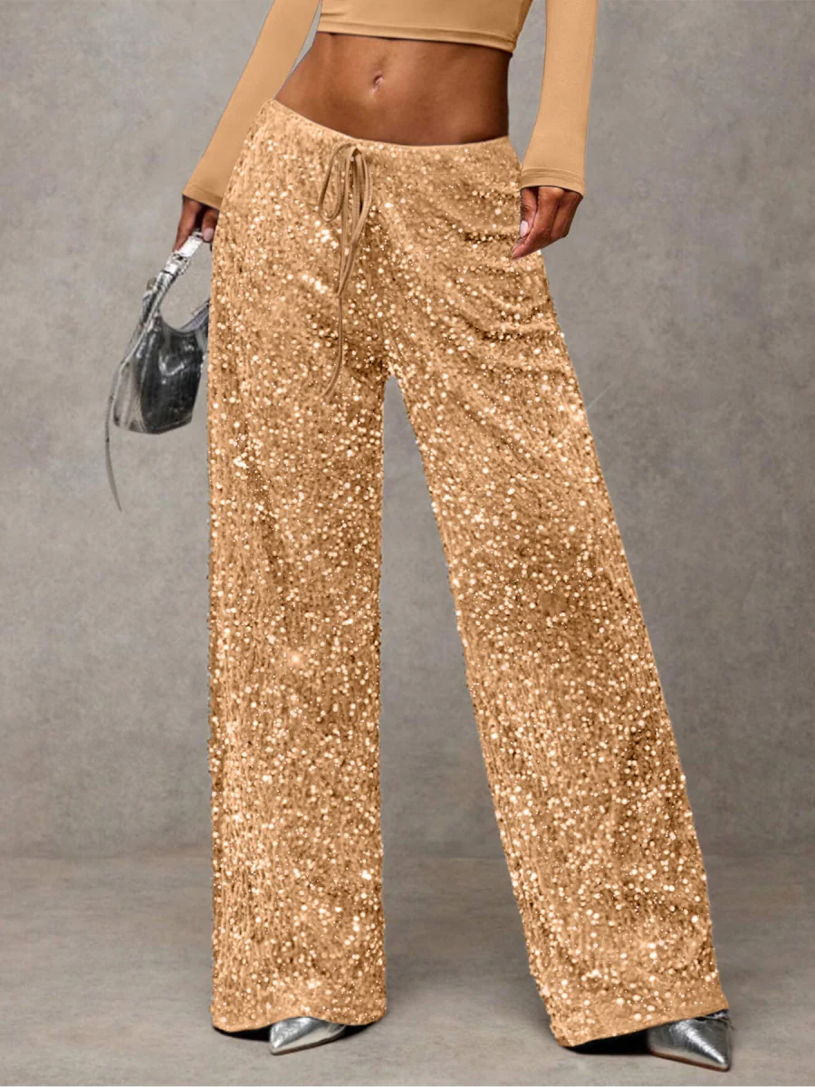 Drawstring Slimming Stretch Straight Leg Trousers - Image 14