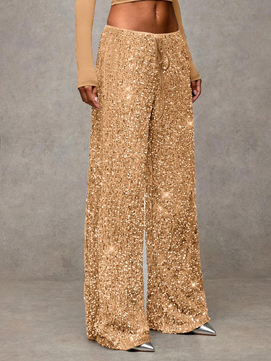 Drawstring Slimming Stretch Straight Leg Trousers - Image 15
