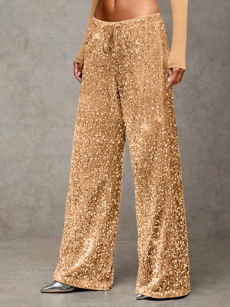 Drawstring Slimming Stretch Straight Leg Trousers - Image 16