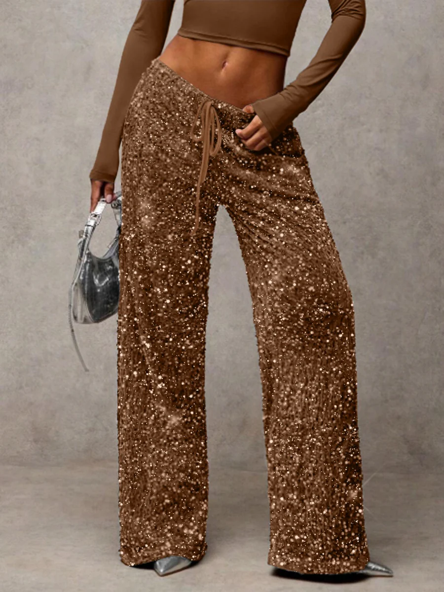 Drawstring Slimming Stretch Straight Leg Trousers - Image 18