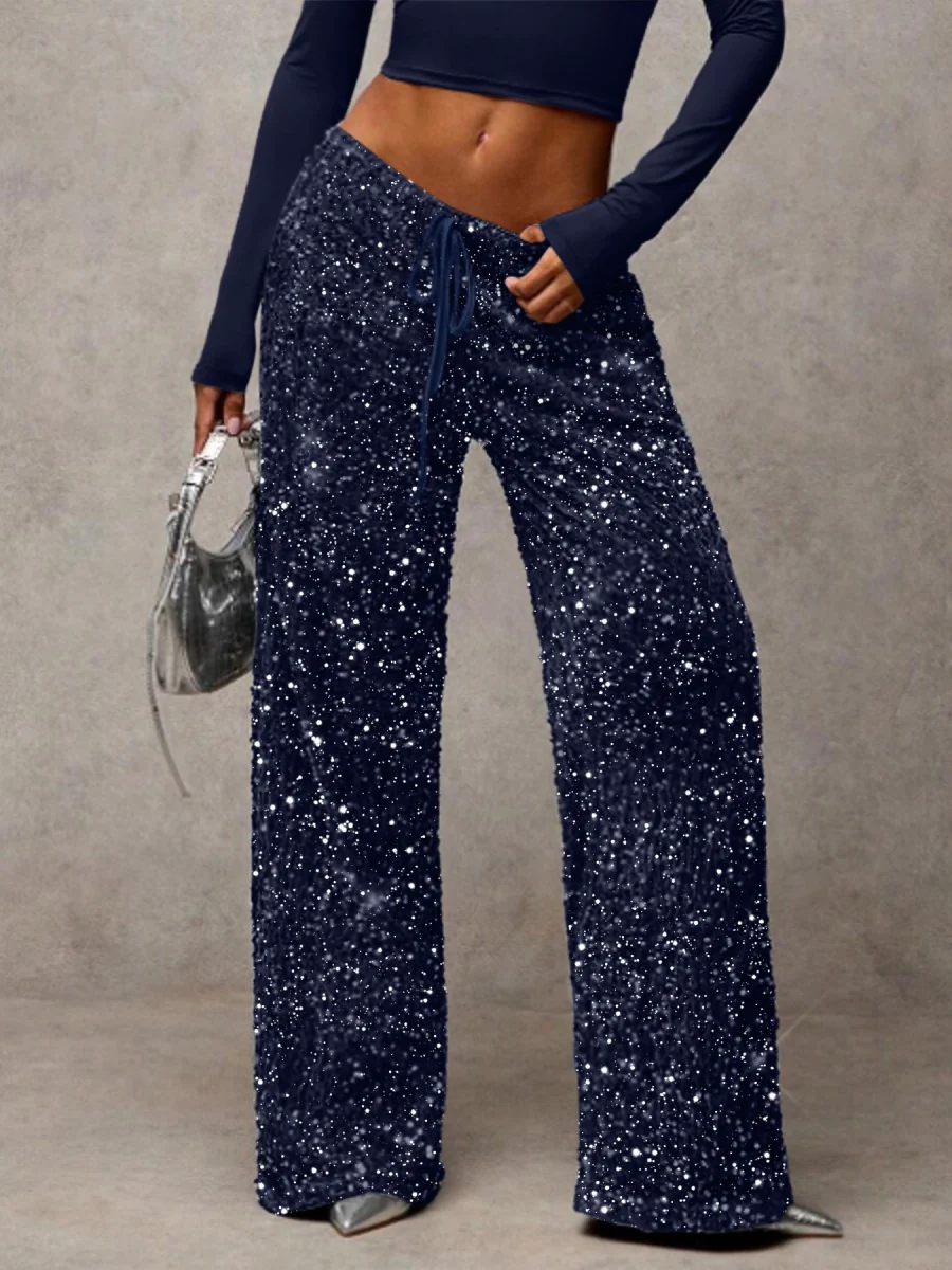 Drawstring Slimming Stretch Straight Leg Trousers - Image 22
