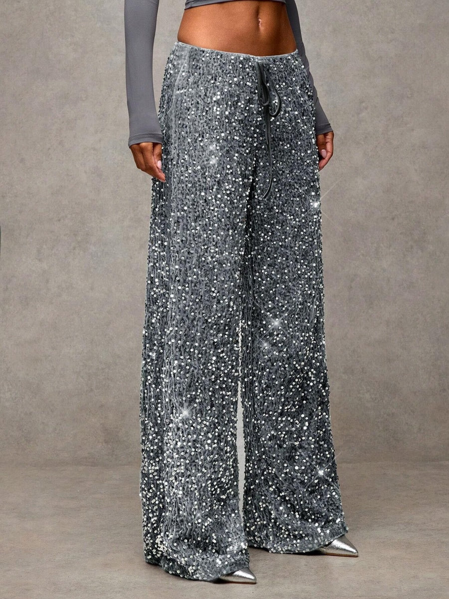 Drawstring Slimming Stretch Straight Leg Trousers - Image 3