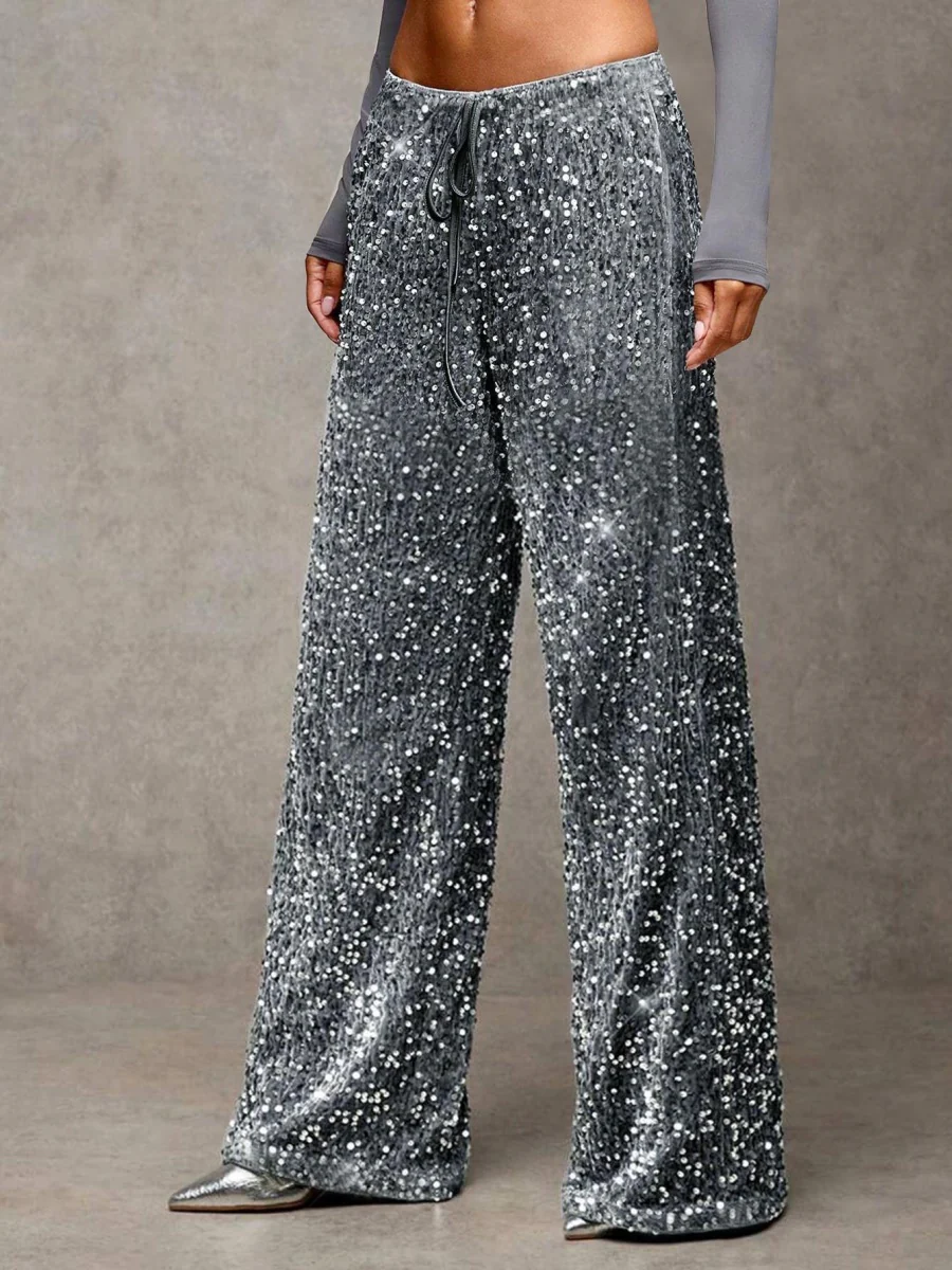 Drawstring Slimming Stretch Straight Leg Trousers - Image 4