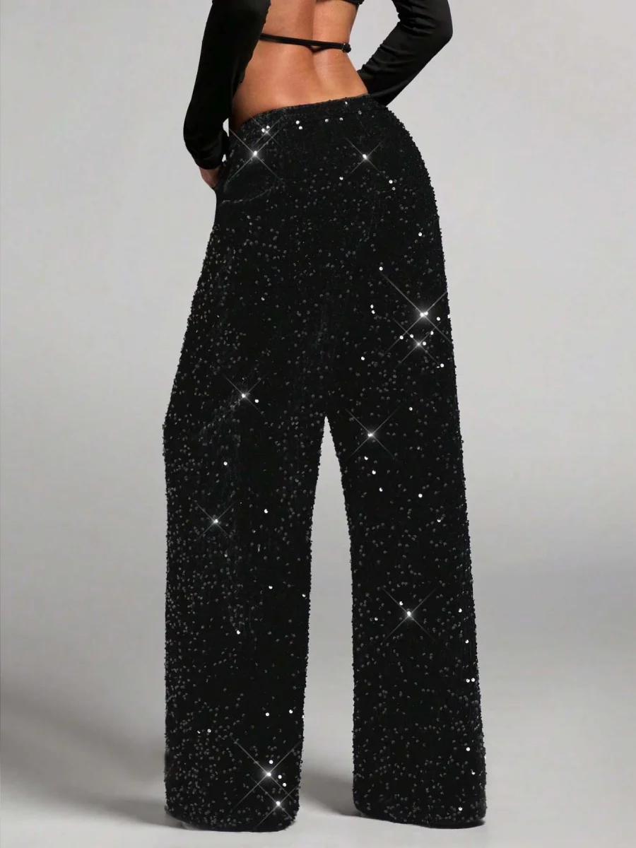Drawstring Slimming Stretch Straight Leg Trousers - Image 6