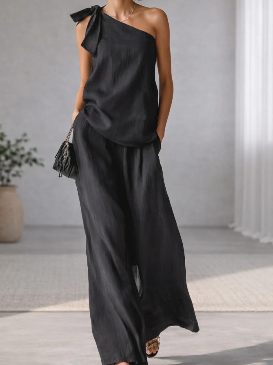 Bandage Jacket Wide-leg Pants Set 2-piece Sets - Image 10