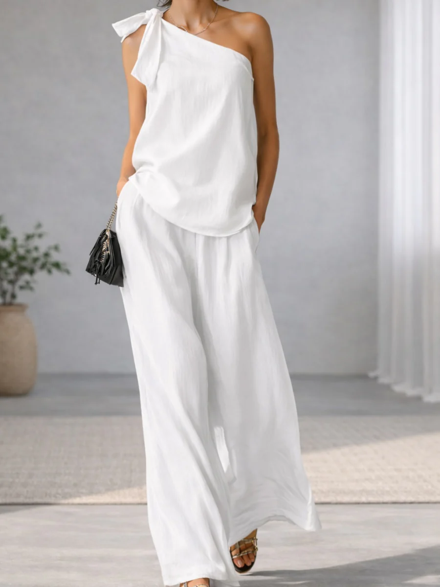 Bandage Jacket Wide-leg Pants Set 2-piece Sets - Image 11