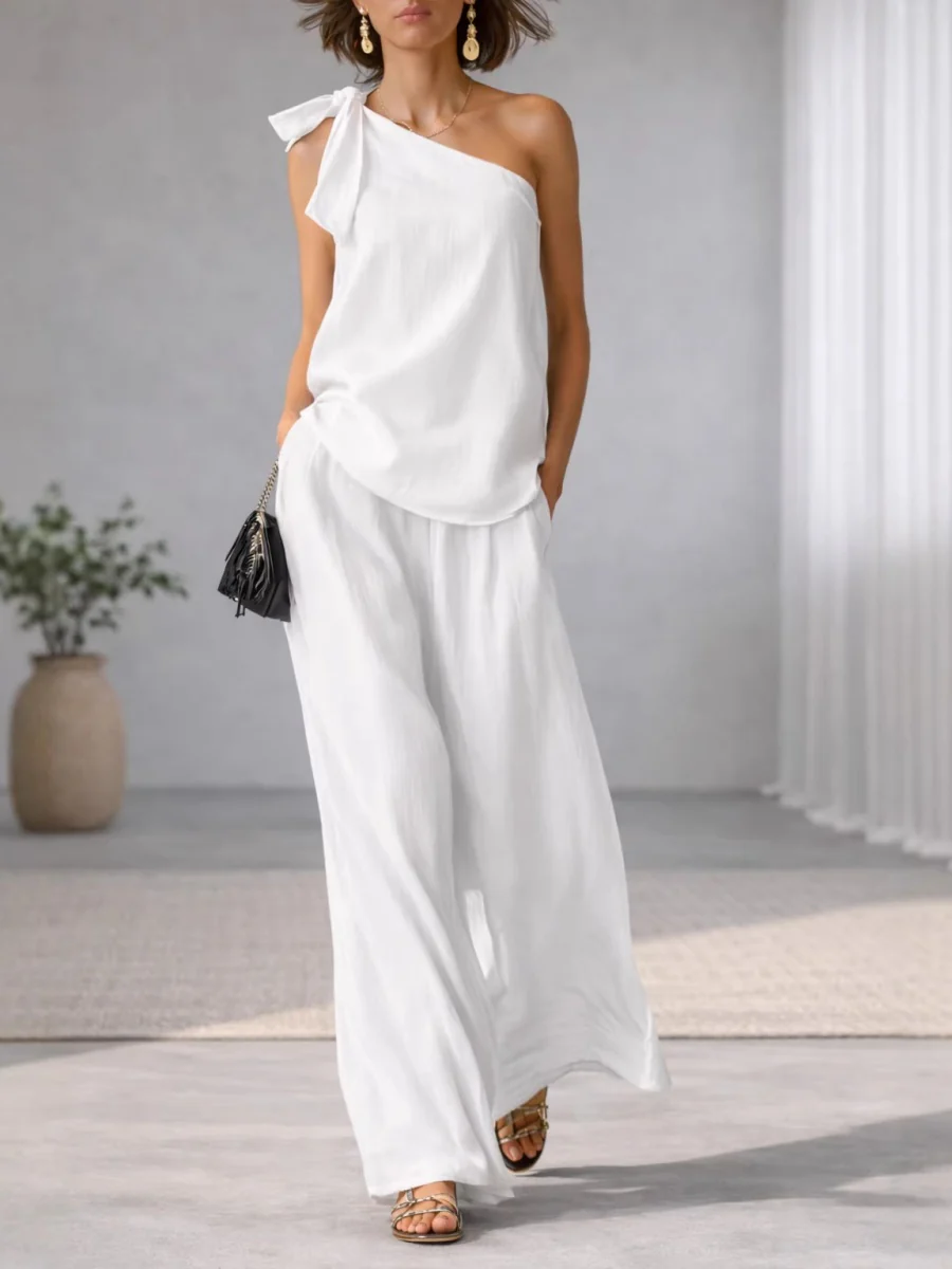 Bandage Jacket Wide-leg Pants Set 2-piece Sets - Image 2