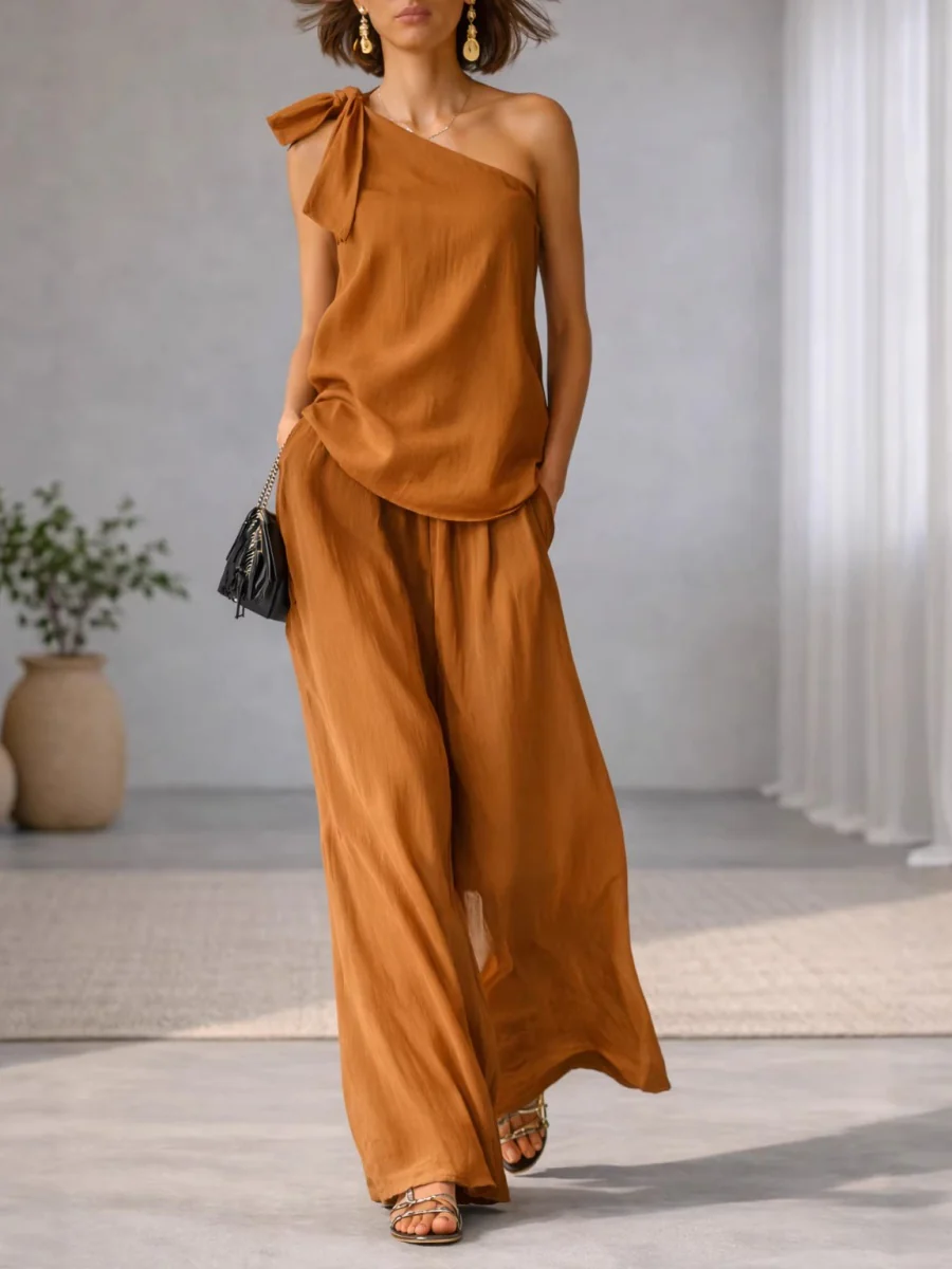 Bandage Jacket Wide-leg Pants Set 2-piece Sets - Image 3
