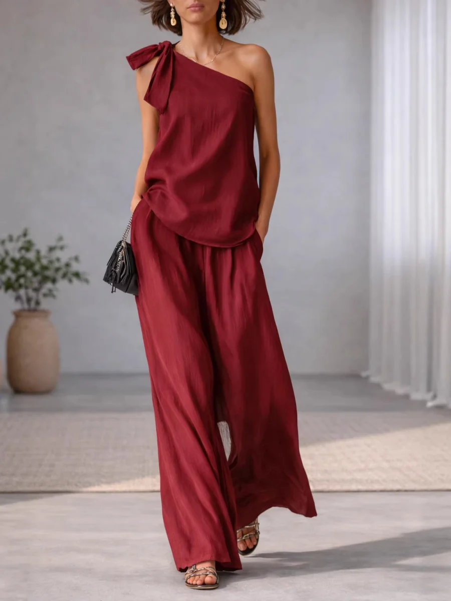 Bandage Jacket Wide-leg Pants Set 2-piece Sets - Image 4
