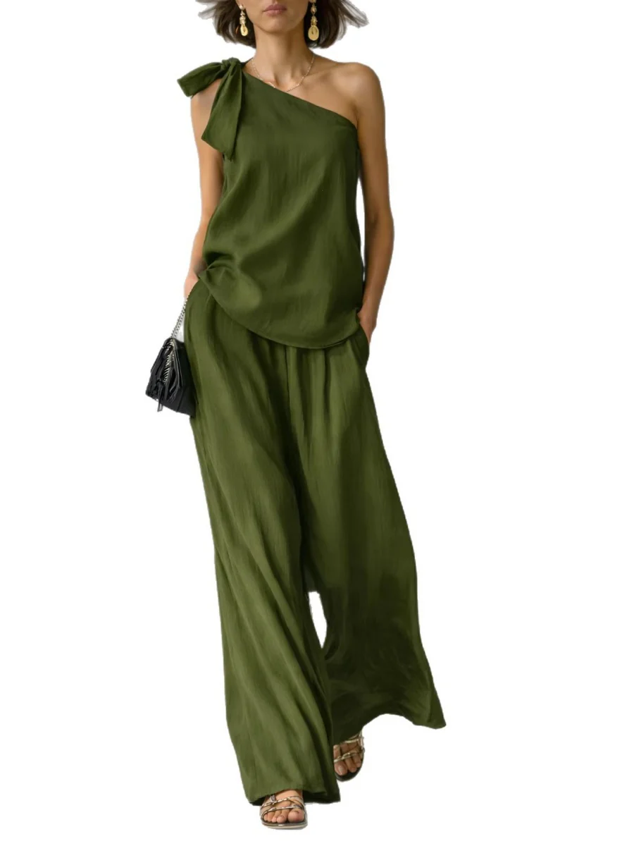 Bandage Jacket Wide-leg Pants Set 2-piece Sets - Image 5