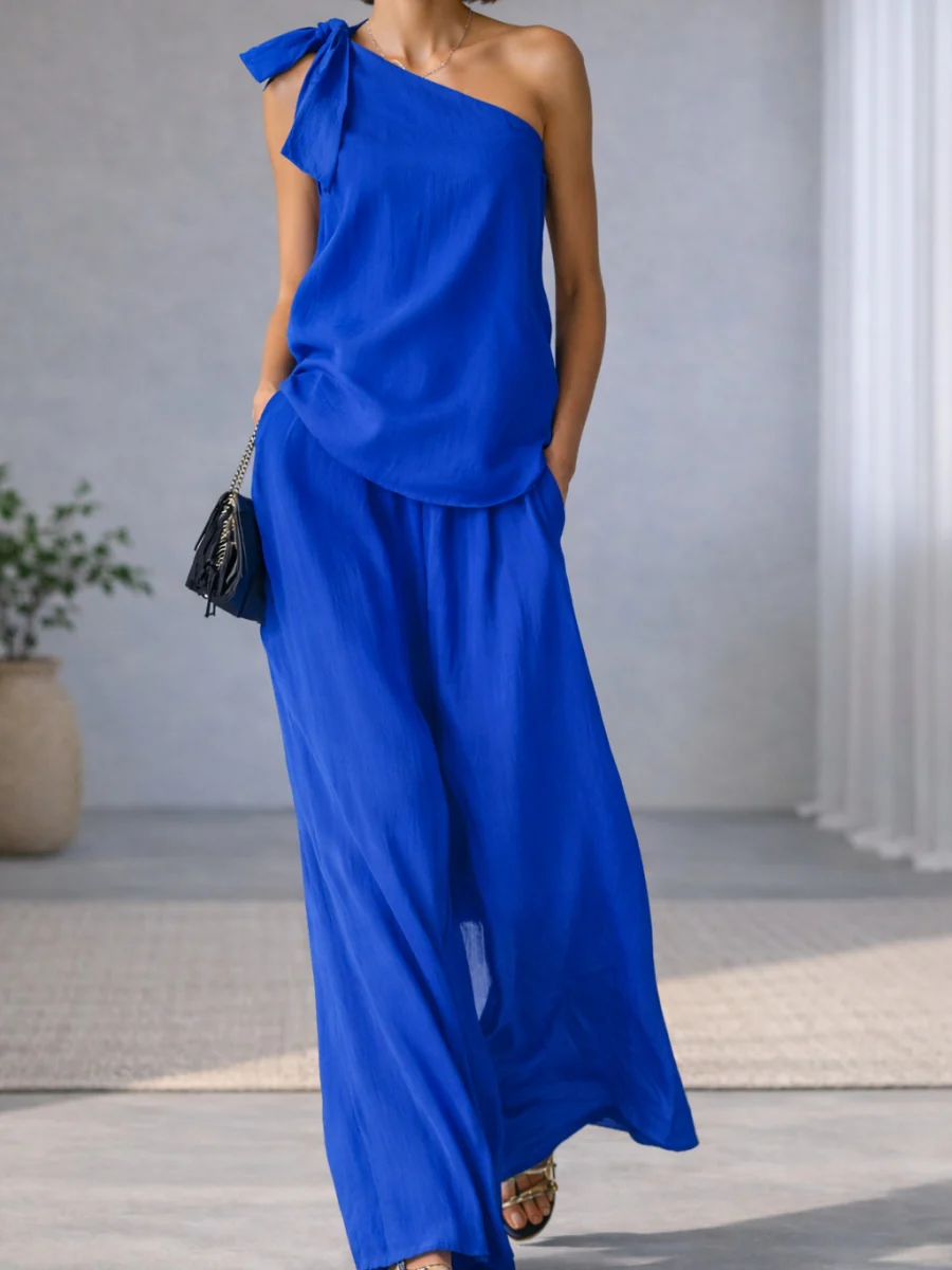Bandage Jacket Wide-leg Pants Set 2-piece Sets - Image 6