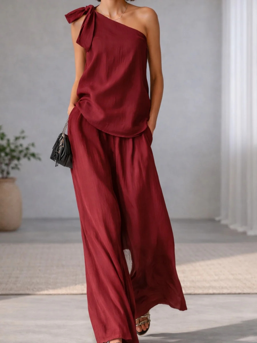 Bandage Jacket Wide-leg Pants Set 2-piece Sets - Image 7