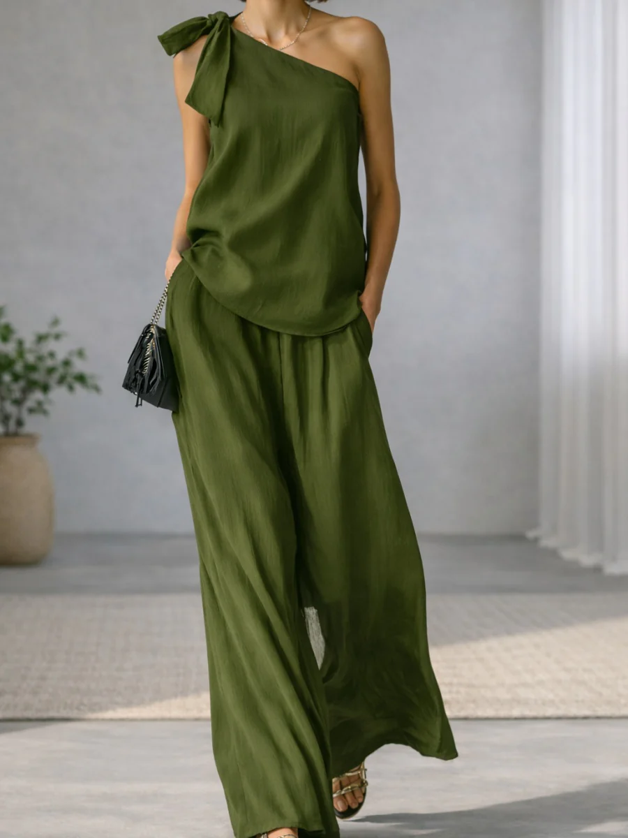 Bandage Jacket Wide-leg Pants Set 2-piece Sets - Image 8