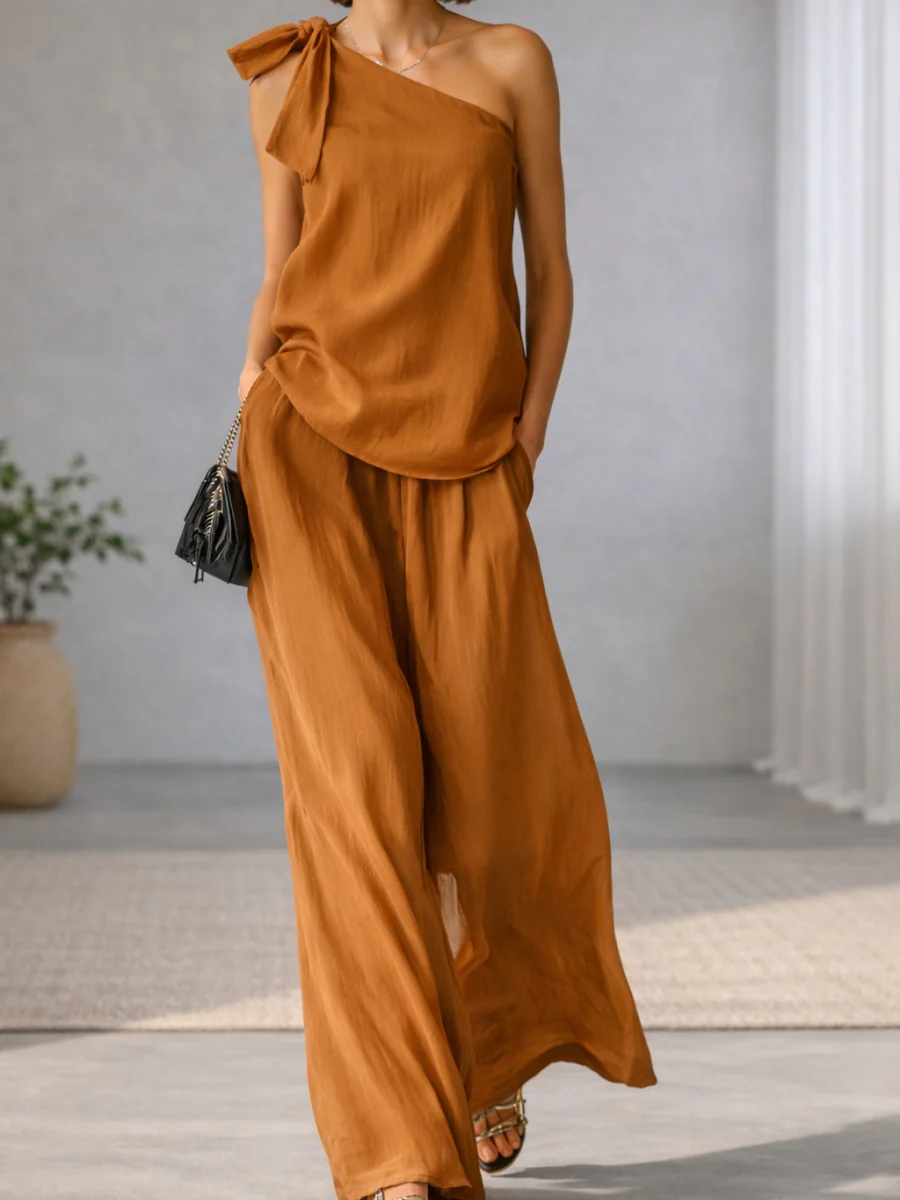 Bandage Jacket Wide-leg Pants Set 2-piece Sets - Image 9