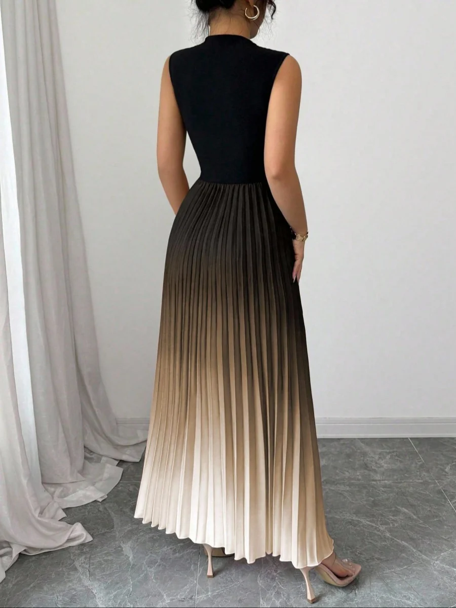 Crew Neck Sleeveless Gradient Maxi Dresses - Image 10
