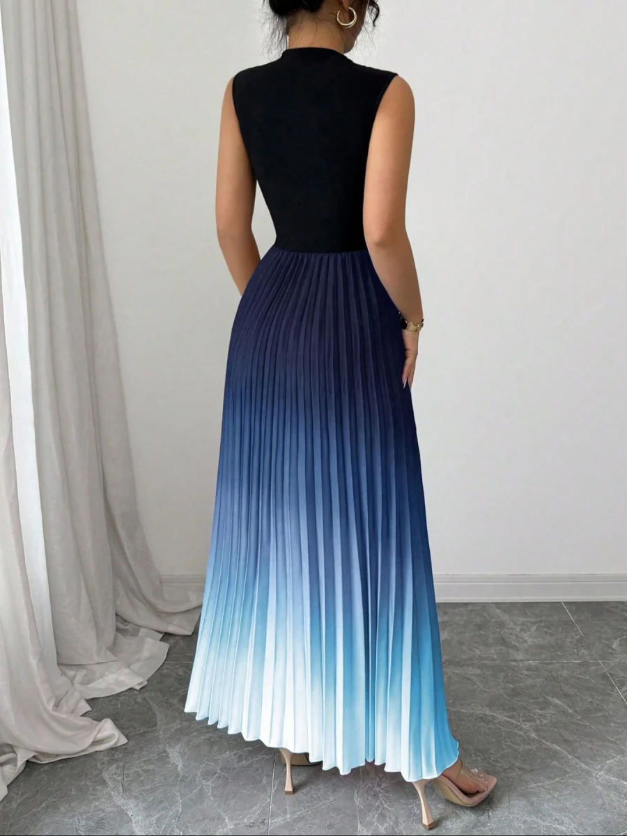 Crew Neck Sleeveless Gradient Maxi Dresses - Image 11
