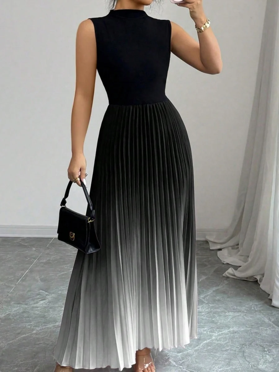 Crew Neck Sleeveless Gradient Maxi Dresses - Image 7