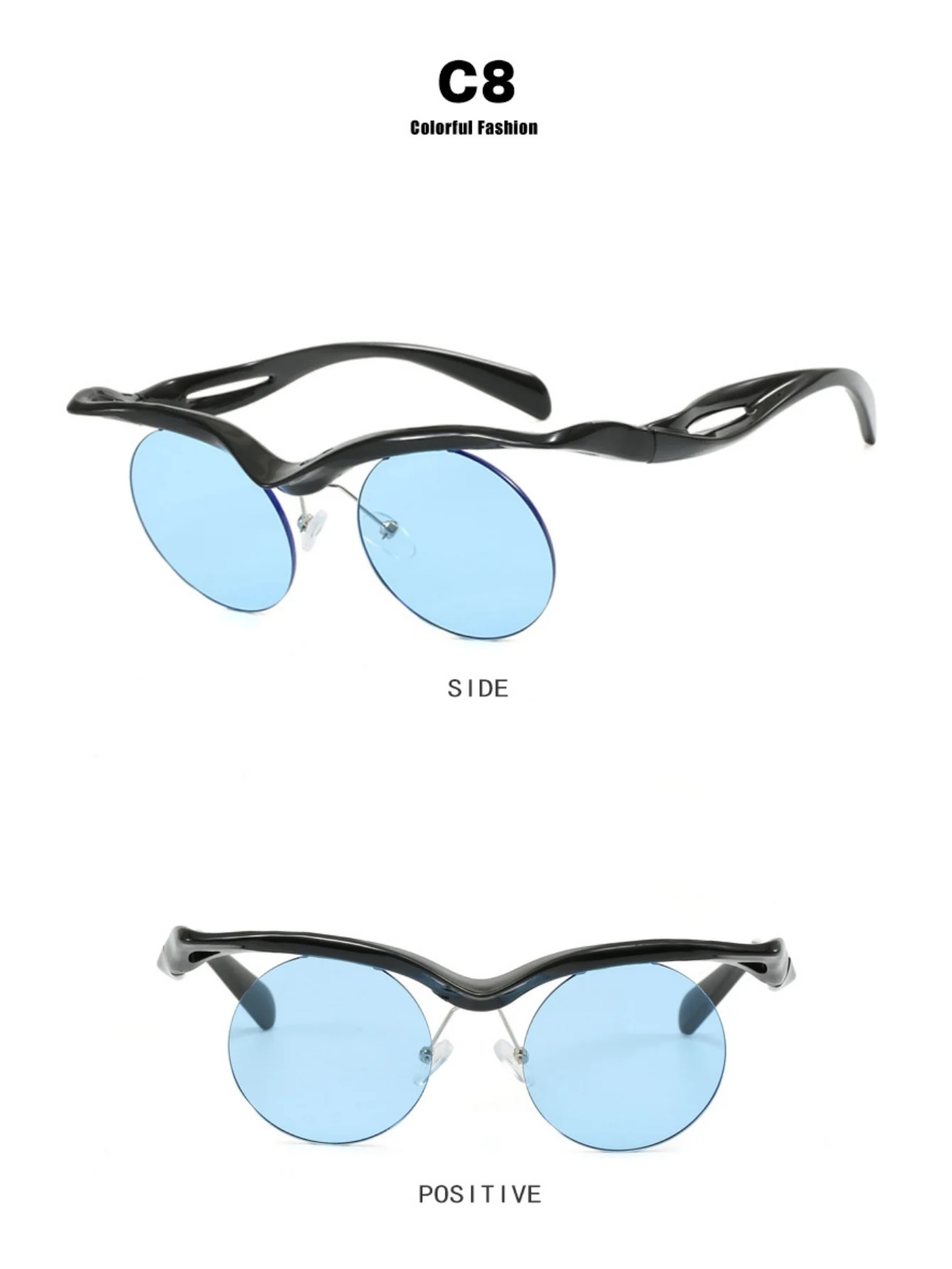 Half-rimmed Round Sunglasses - Image 10