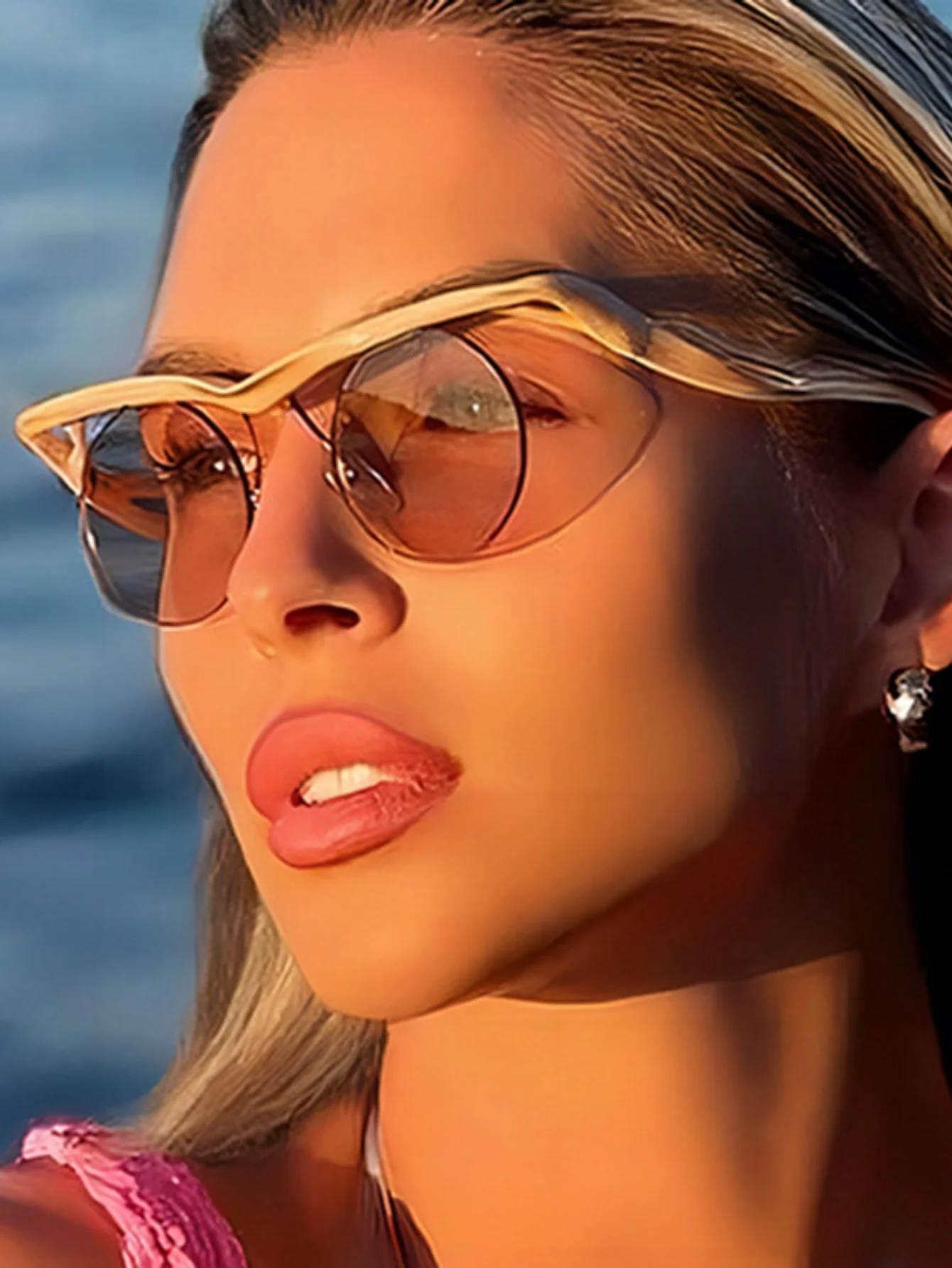 Half-rimmed Round Sunglasses - Image 2