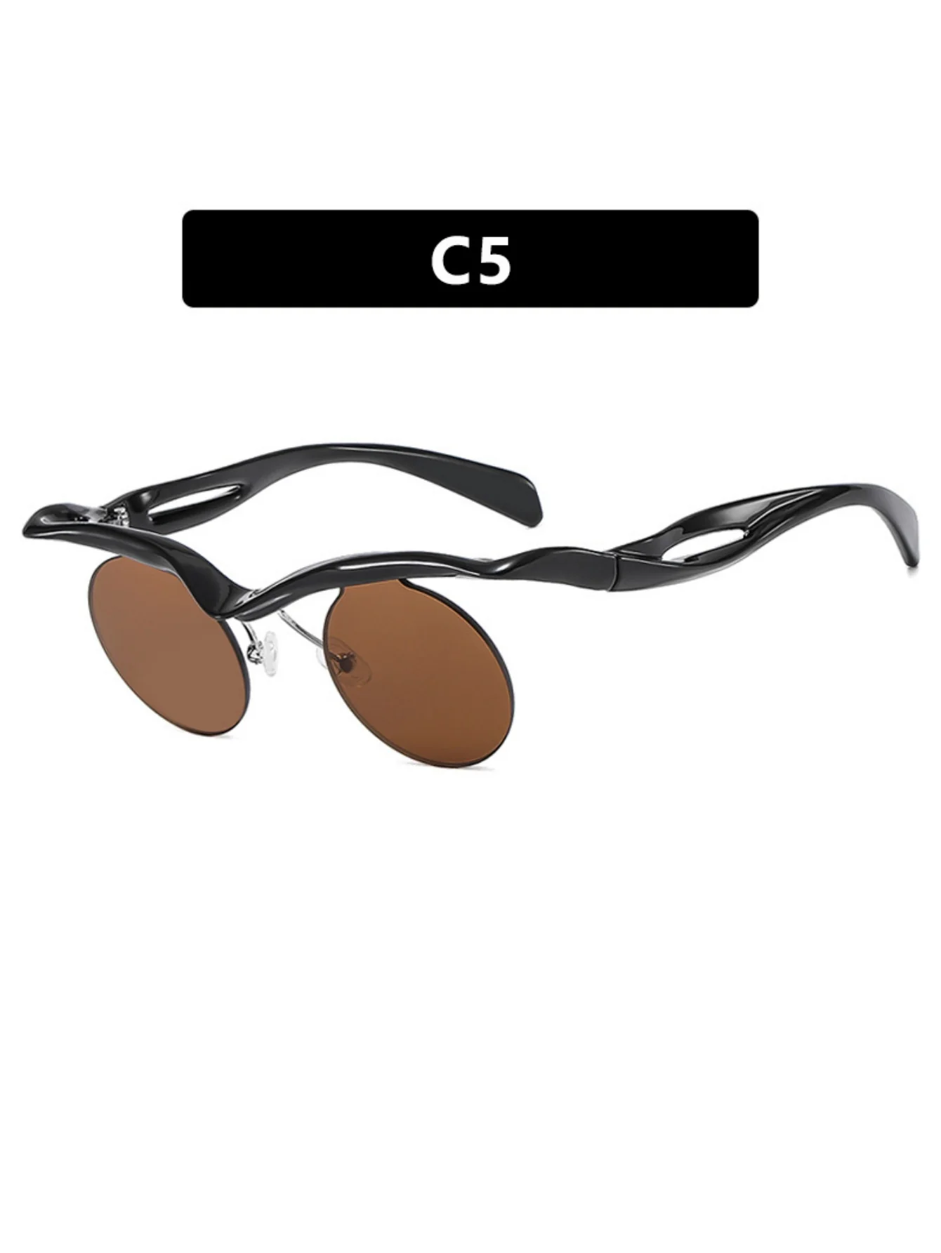 Half-rimmed Round Sunglasses - Image 7