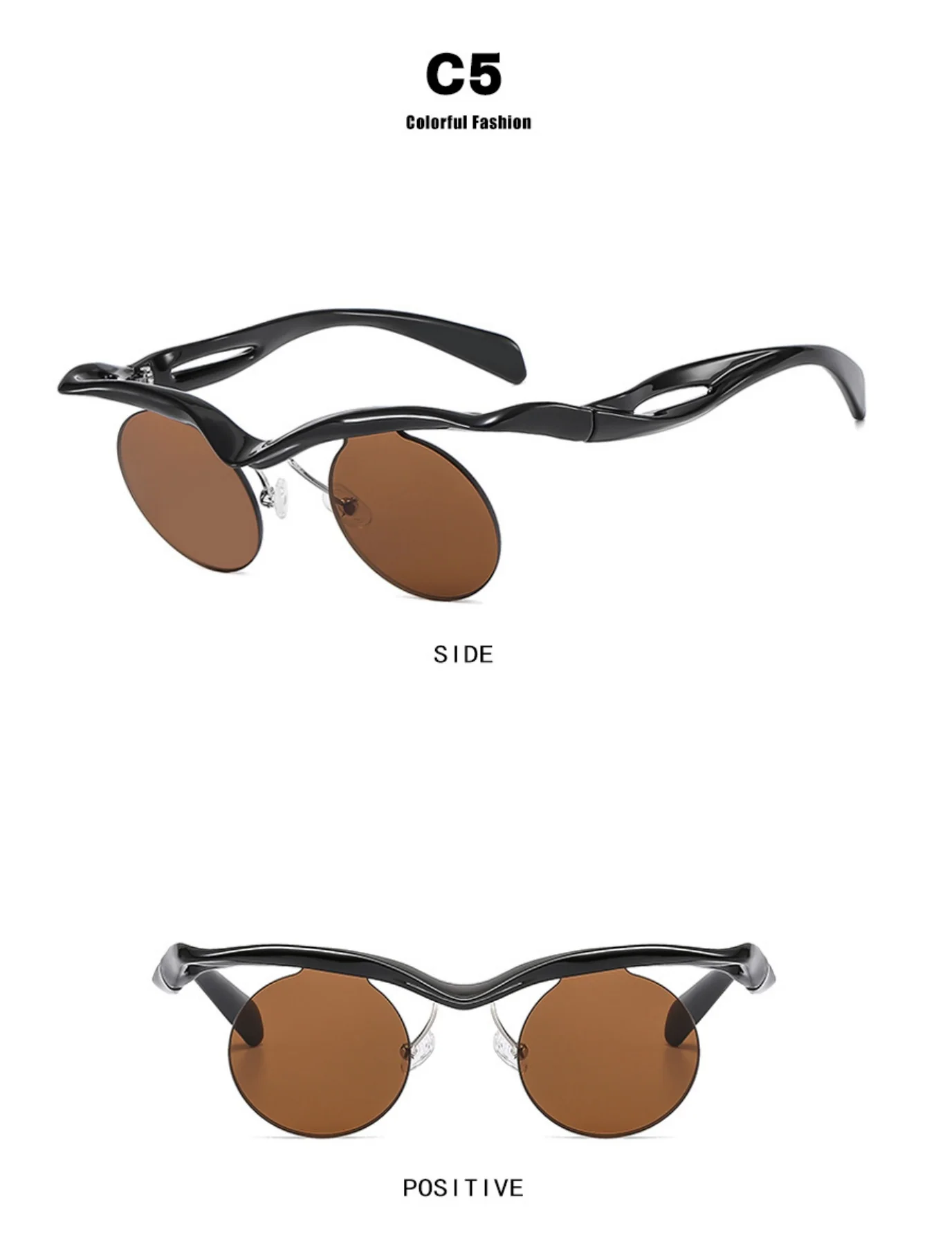 Half-rimmed Round Sunglasses - Image 8