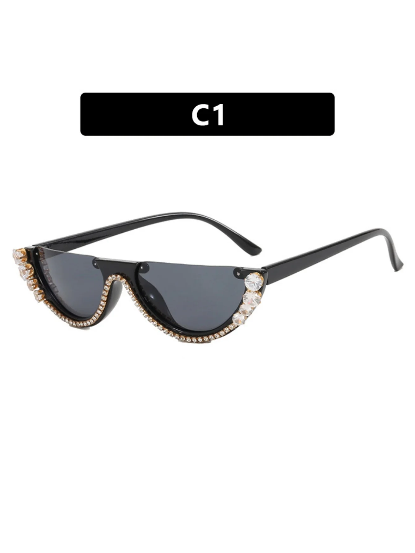 Rhinestone Half-rimmed Sunglasses - Image 3