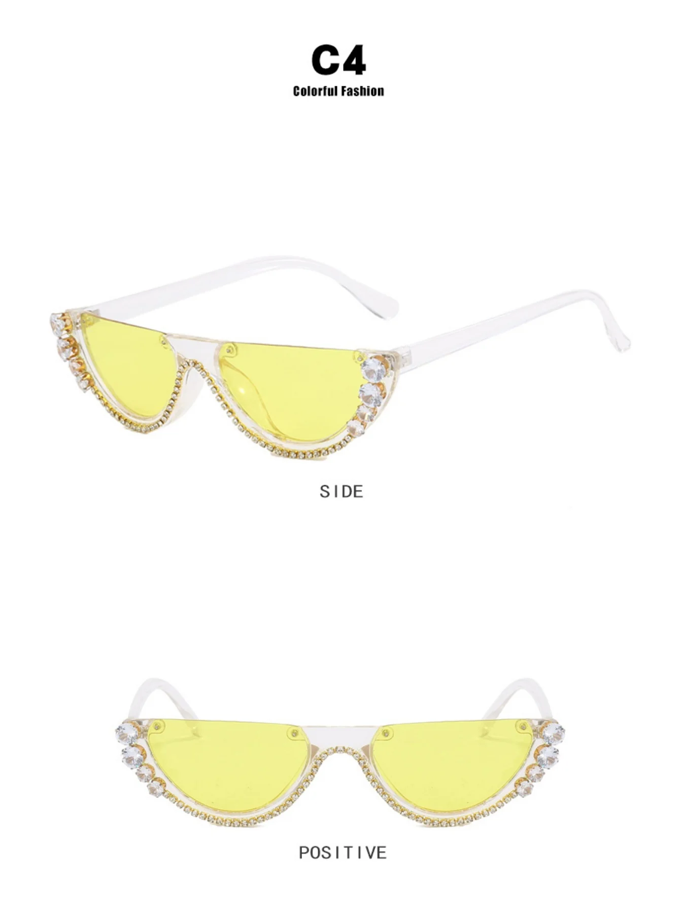 Rhinestone Half-rimmed Sunglasses - Image 8