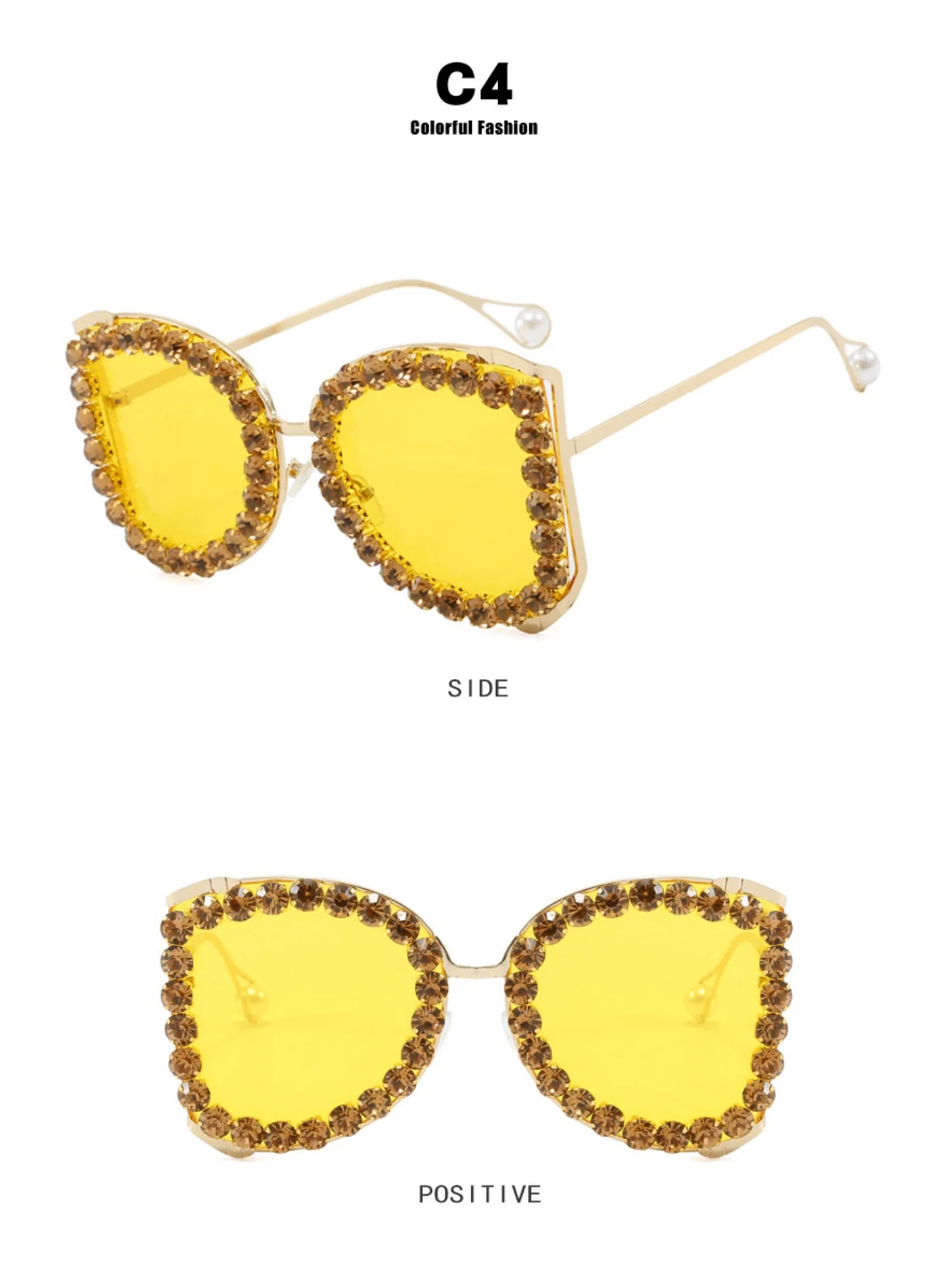 Rhinestone Full-rimmed Irregular Sunglasses - Image 10