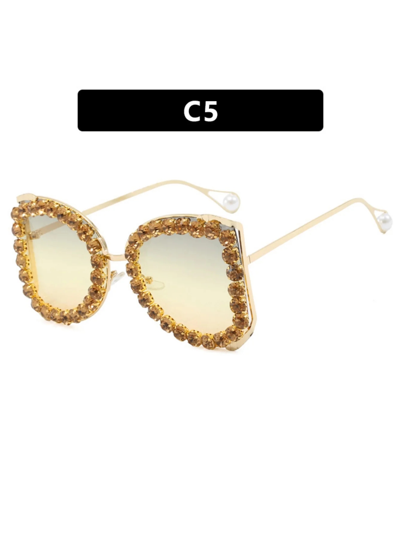Rhinestone Full-rimmed Irregular Sunglasses - Image 11