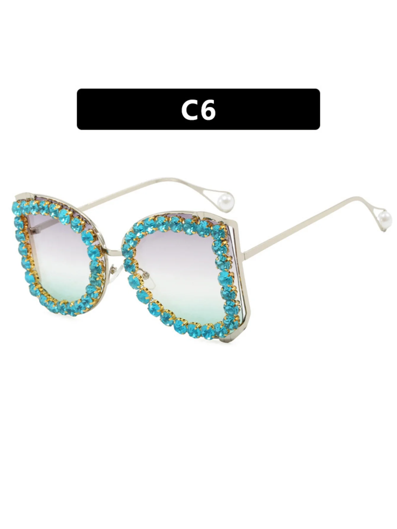 Rhinestone Full-rimmed Irregular Sunglasses - Image 13