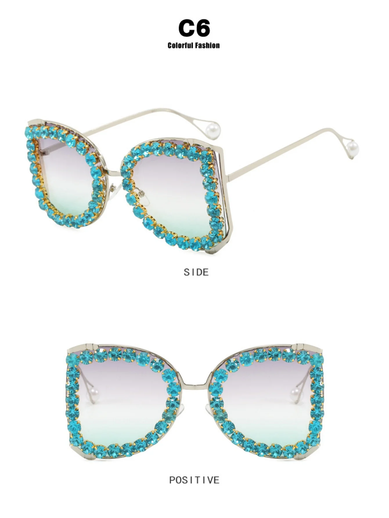 Rhinestone Full-rimmed Irregular Sunglasses - Image 14