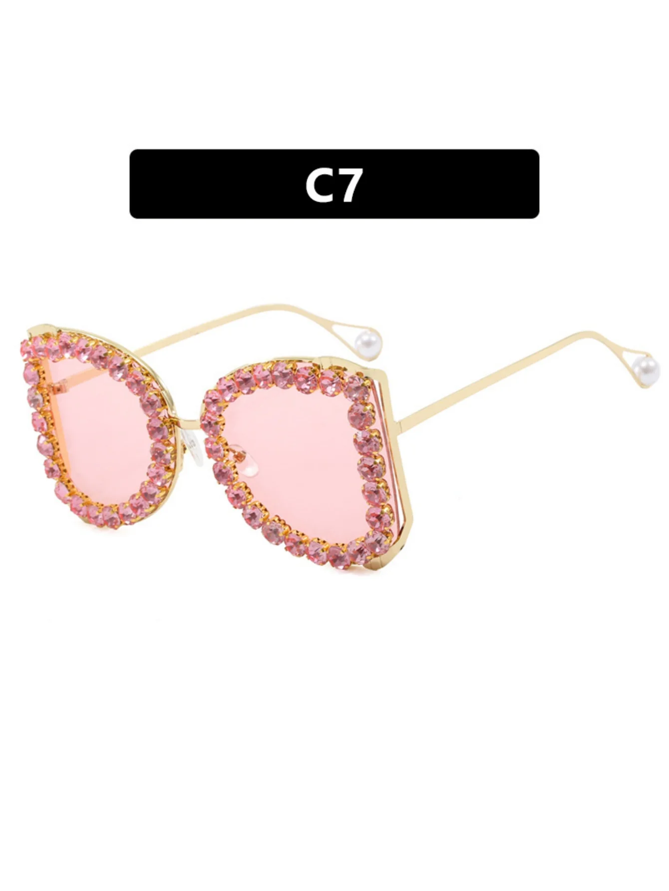 Rhinestone Full-rimmed Irregular Sunglasses - Image 15