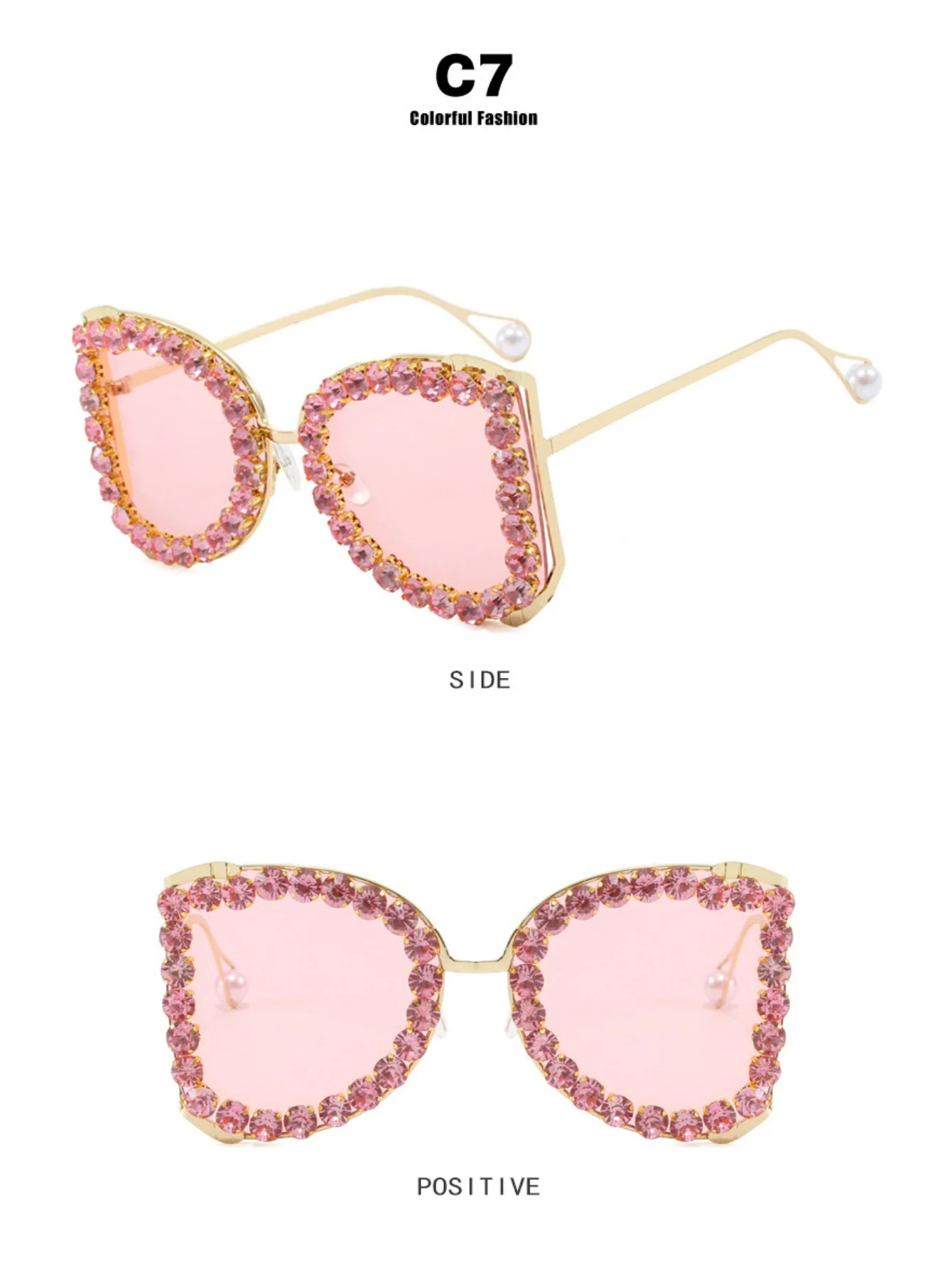 Rhinestone Full-rimmed Irregular Sunglasses - Image 16