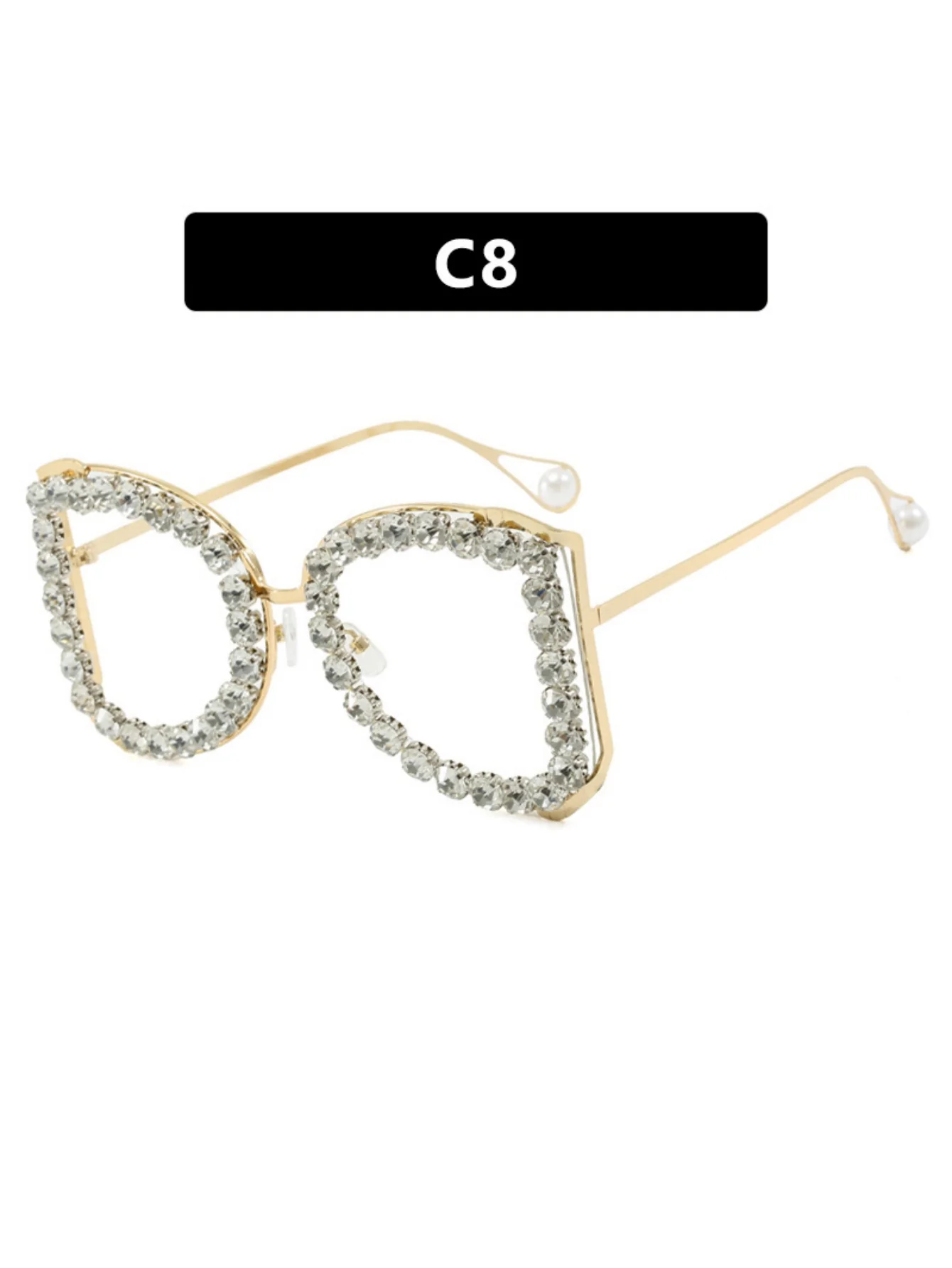 Rhinestone Full-rimmed Irregular Sunglasses - Image 17