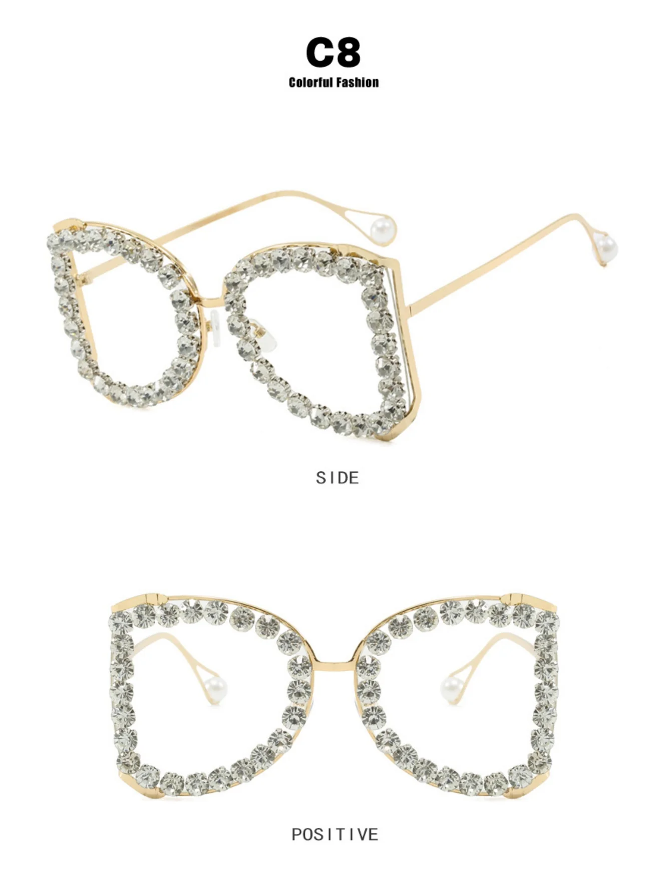 Rhinestone Full-rimmed Irregular Sunglasses - Image 18