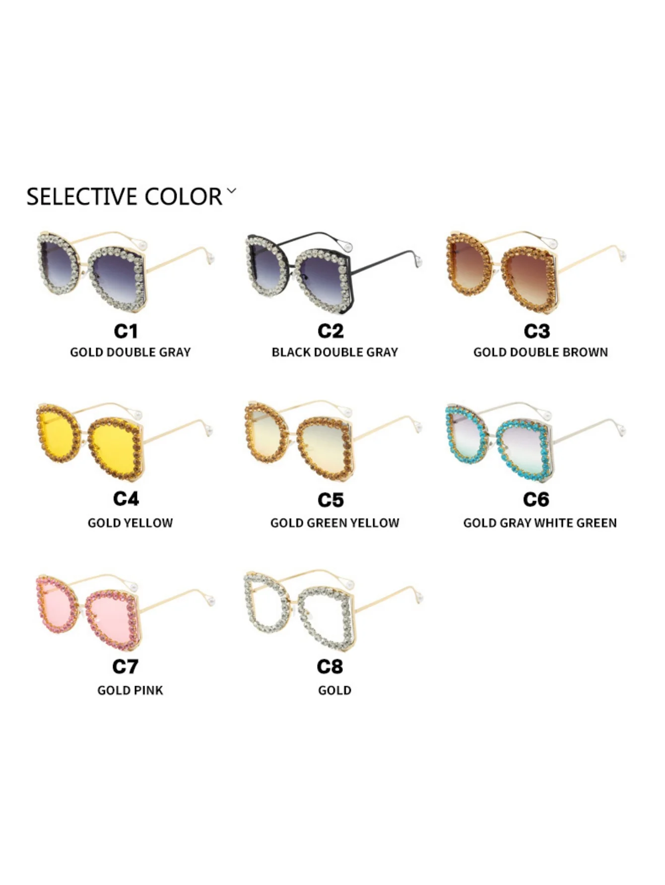 Rhinestone Full-rimmed Irregular Sunglasses - Image 19