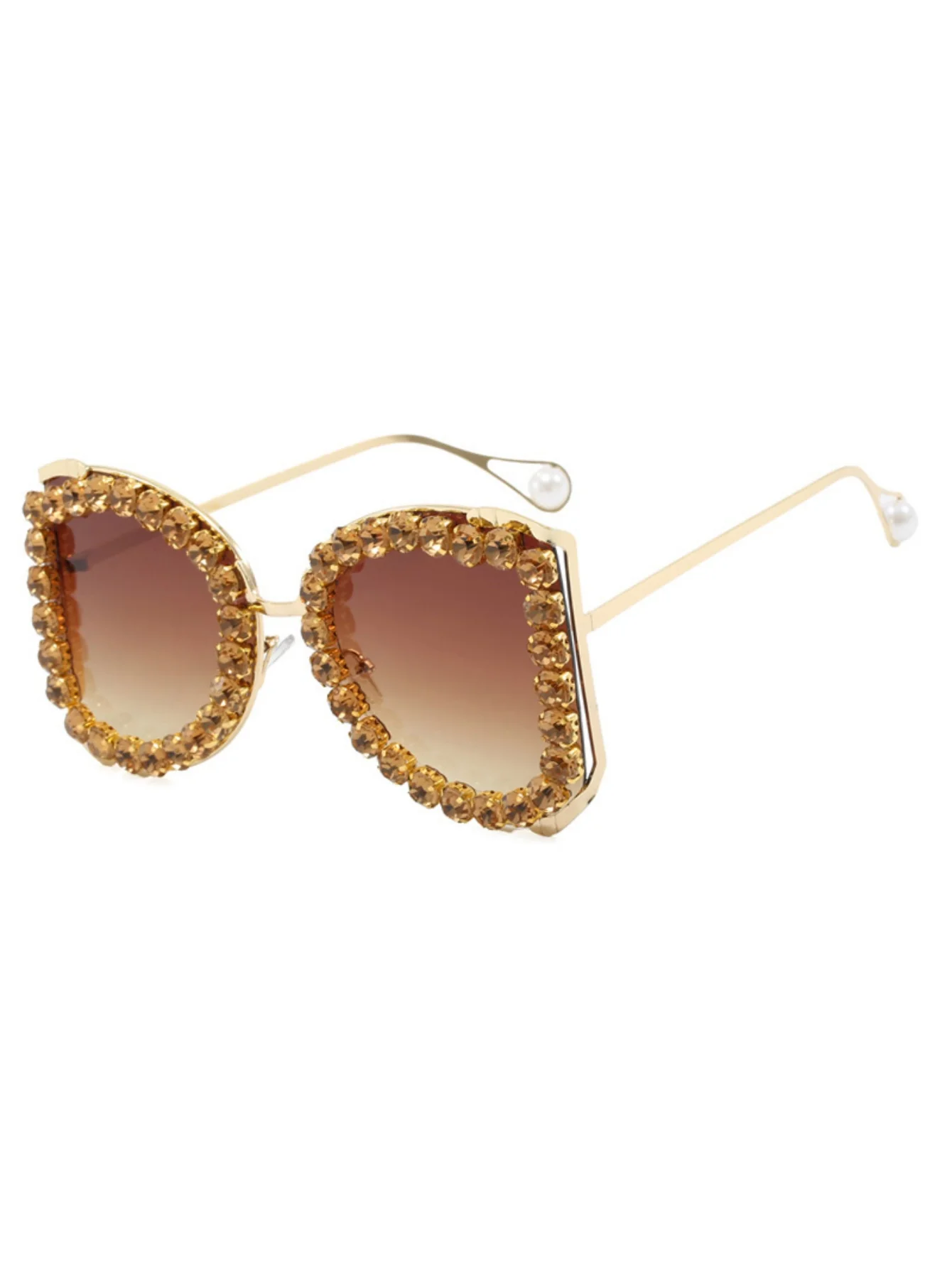 Rhinestone Full-rimmed Irregular Sunglasses - Image 2