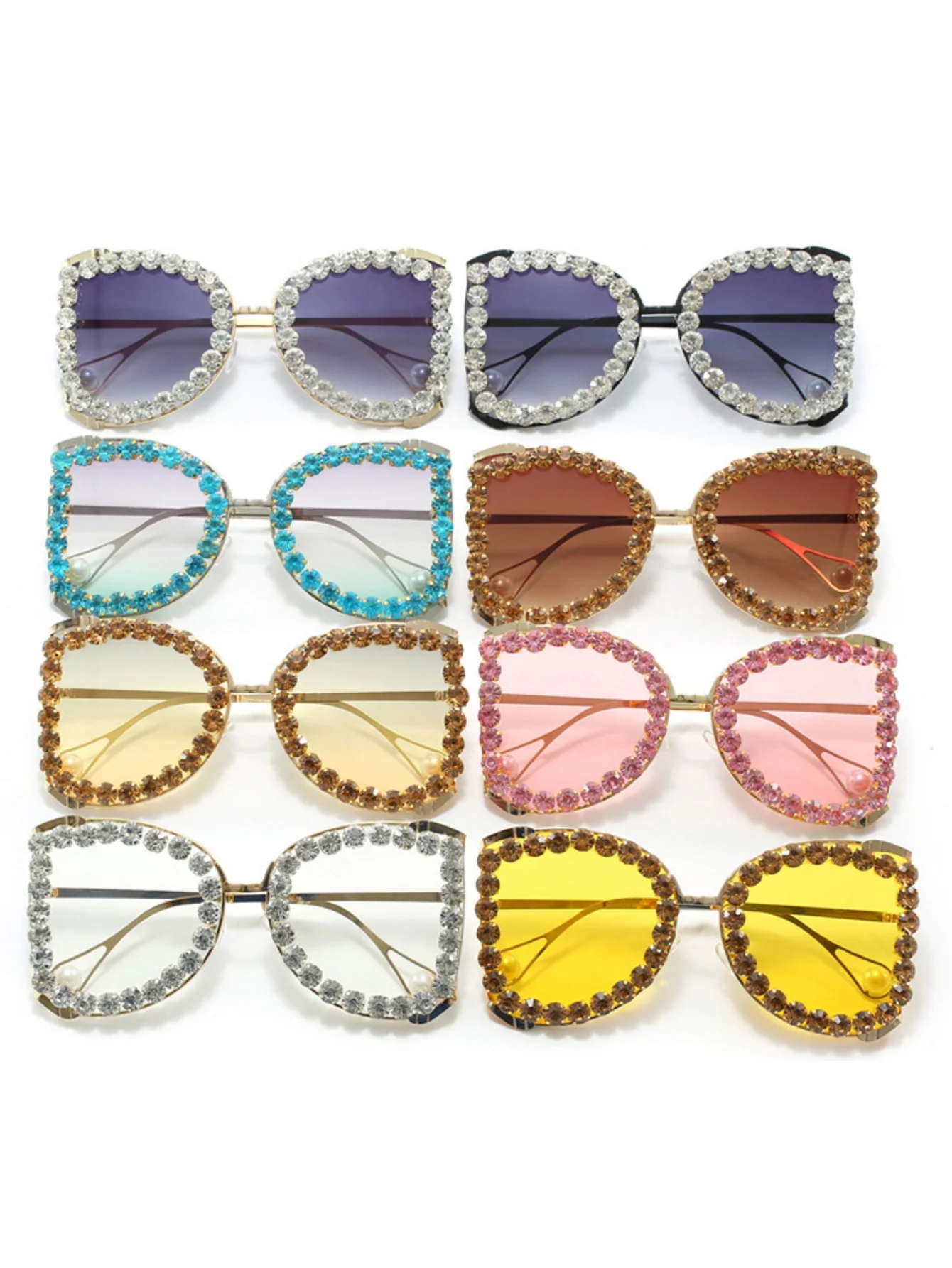 Rhinestone Full-rimmed Irregular Sunglasses - Image 20