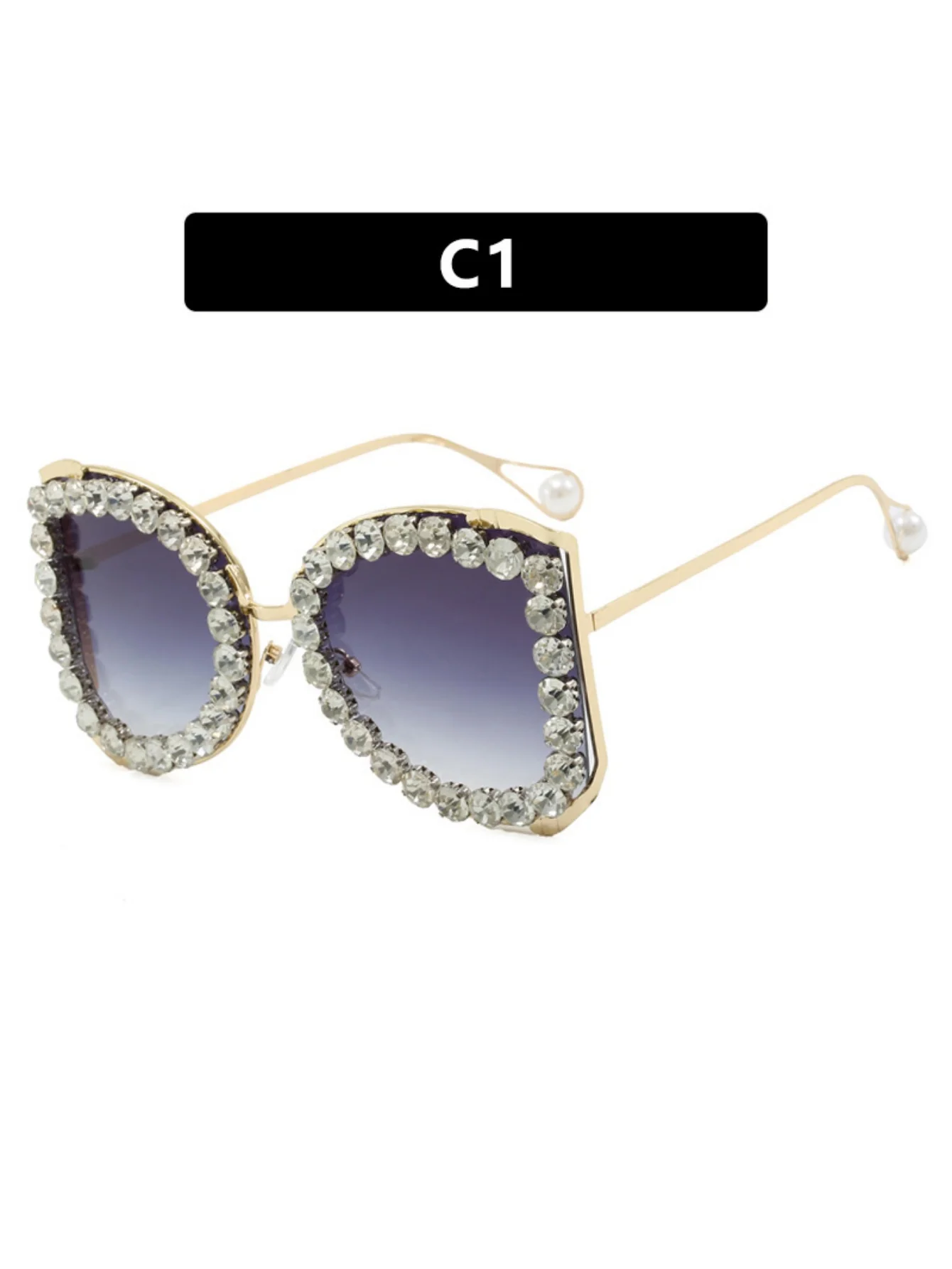 Rhinestone Full-rimmed Irregular Sunglasses - Image 3