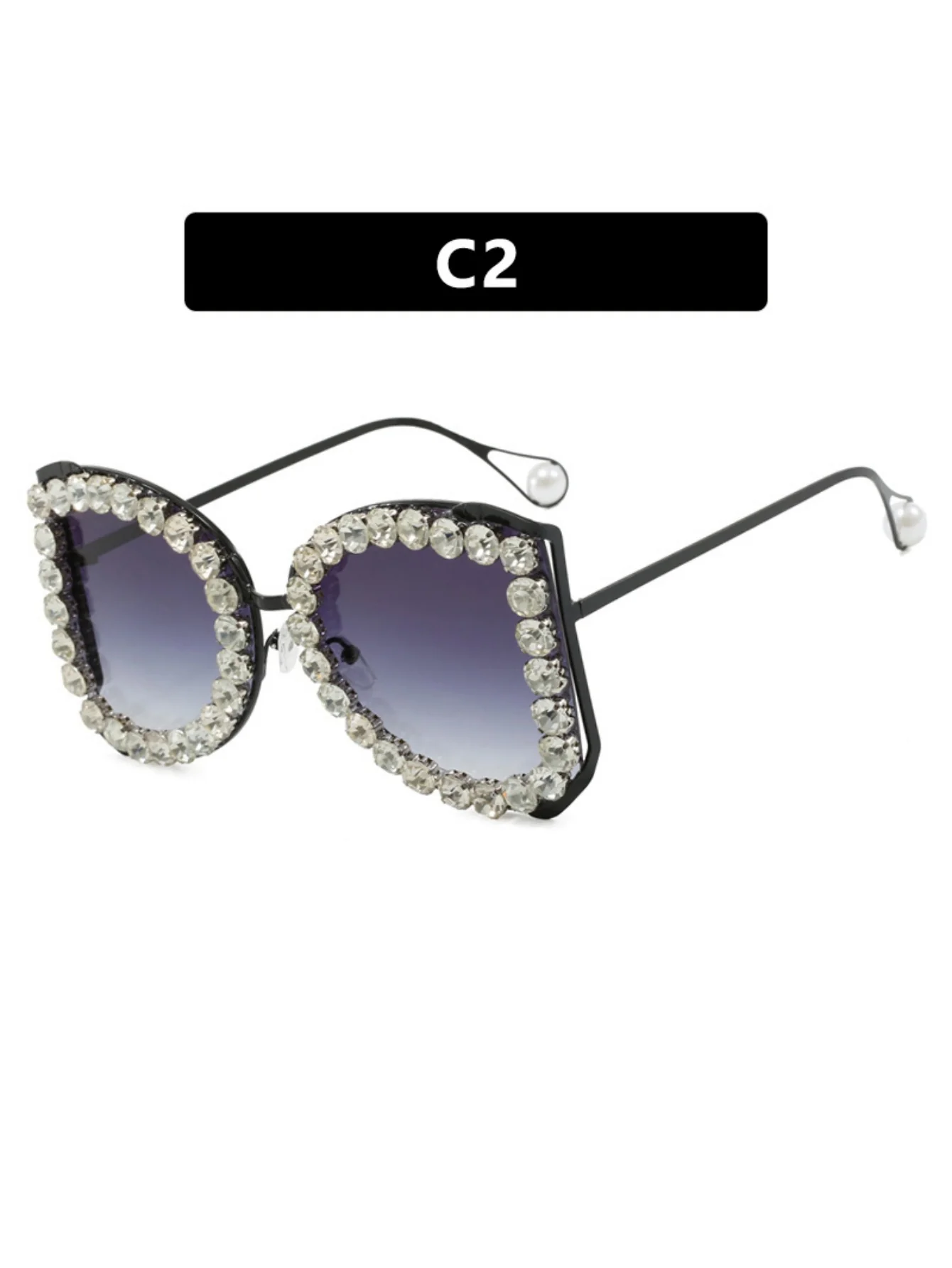 Rhinestone Full-rimmed Irregular Sunglasses - Image 5