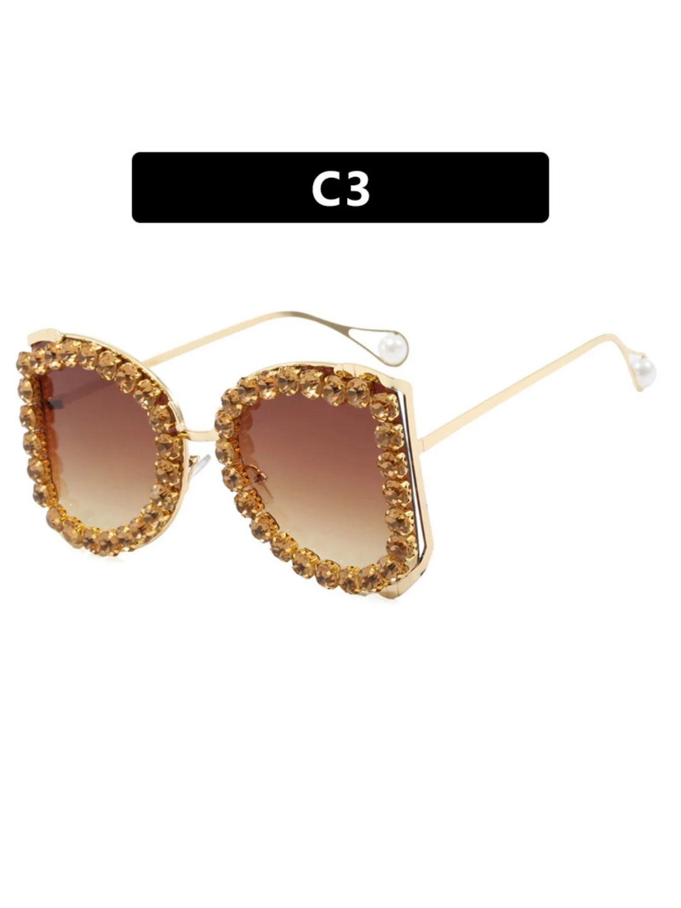 Rhinestone Full-rimmed Irregular Sunglasses - Image 7