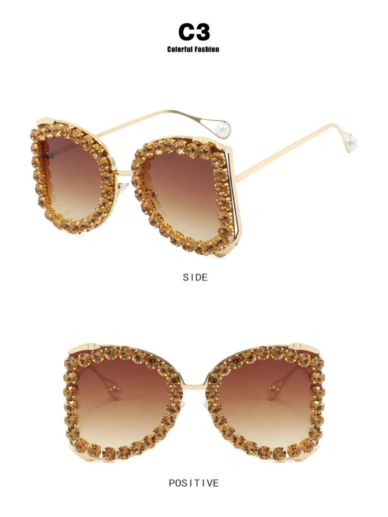 Rhinestone Full-rimmed Irregular Sunglasses - Image 8