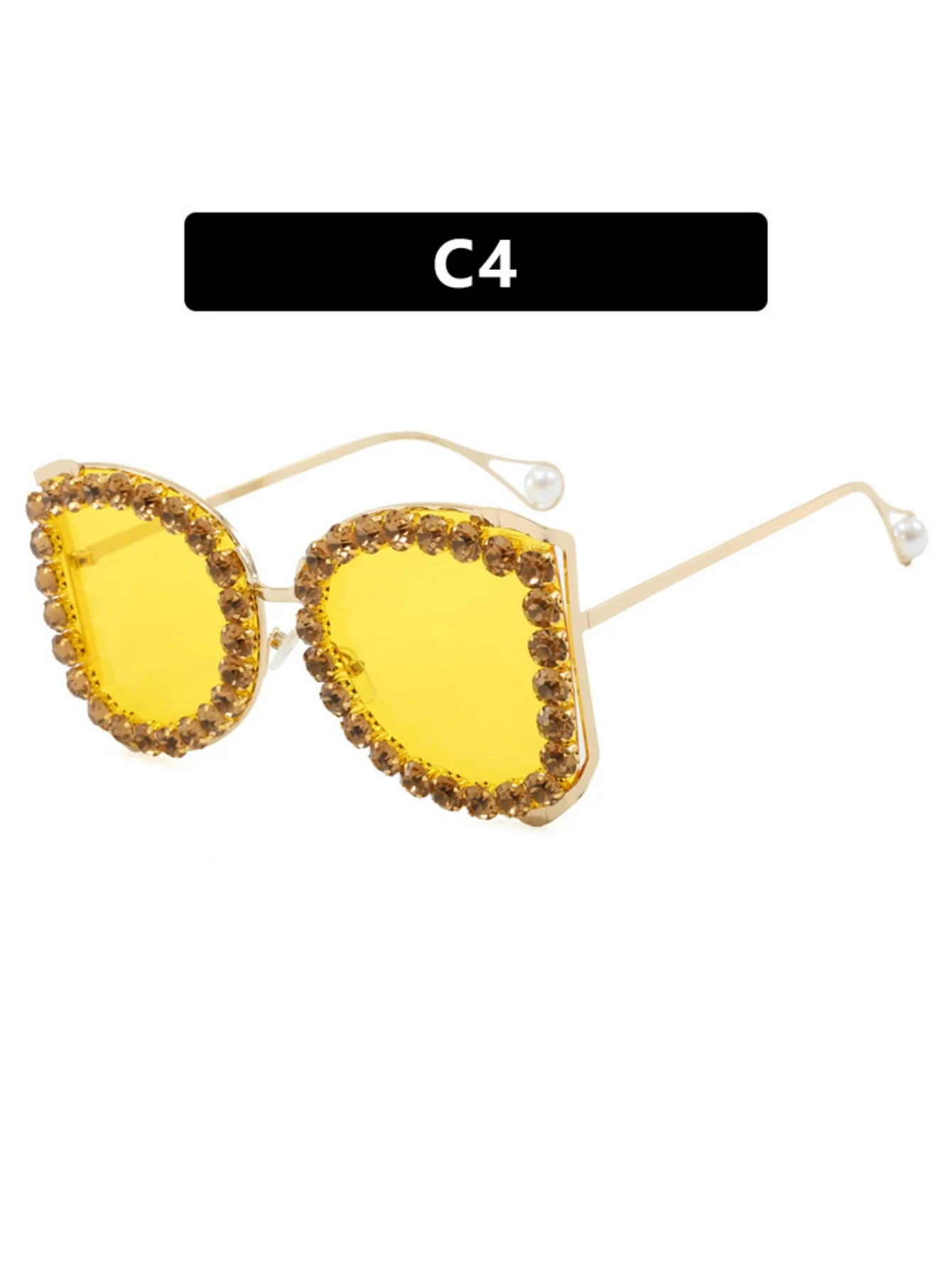 Rhinestone Full-rimmed Irregular Sunglasses - Image 9