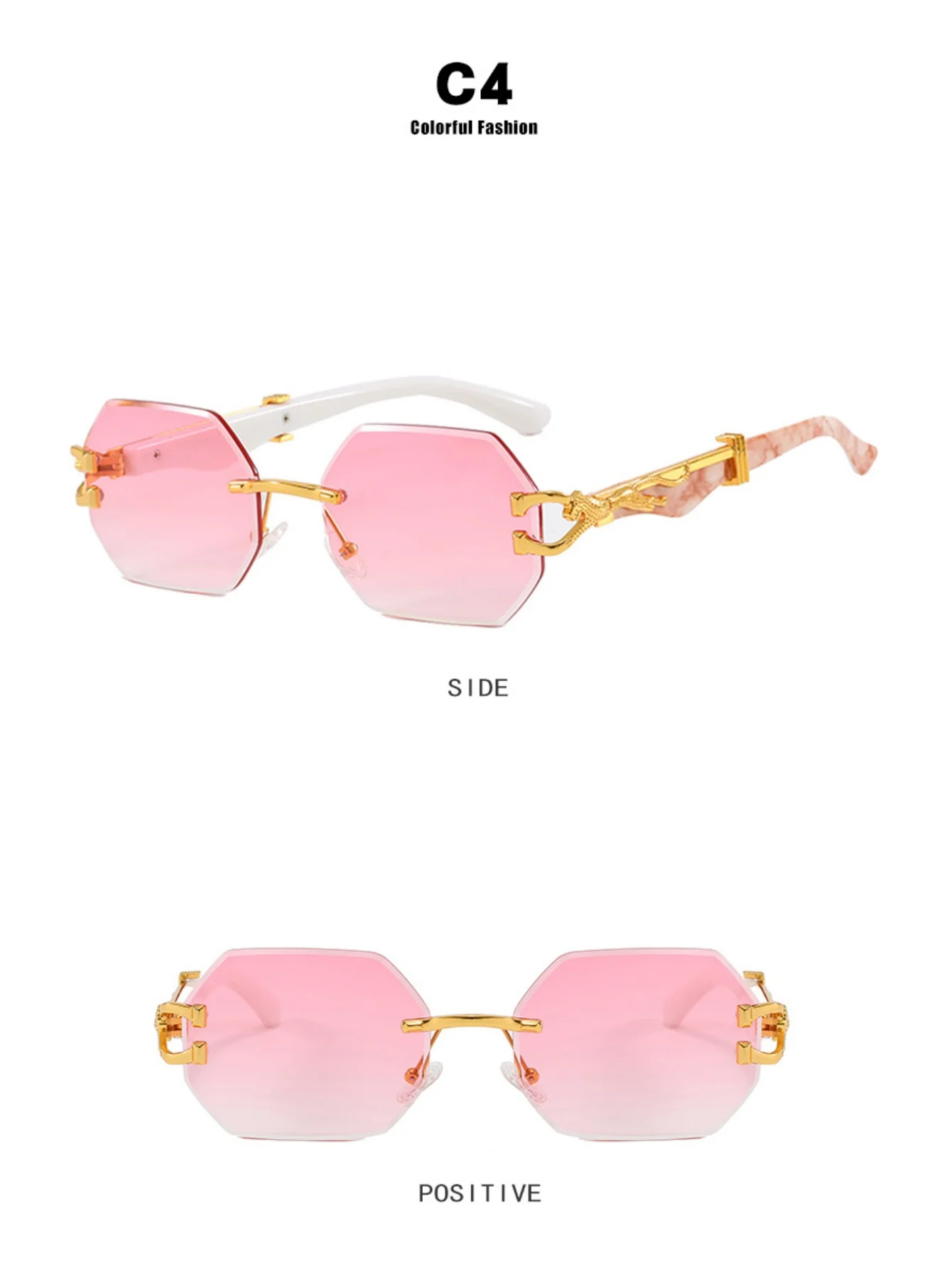 Metal Frameless Polygonal Sunglasses - Image 10