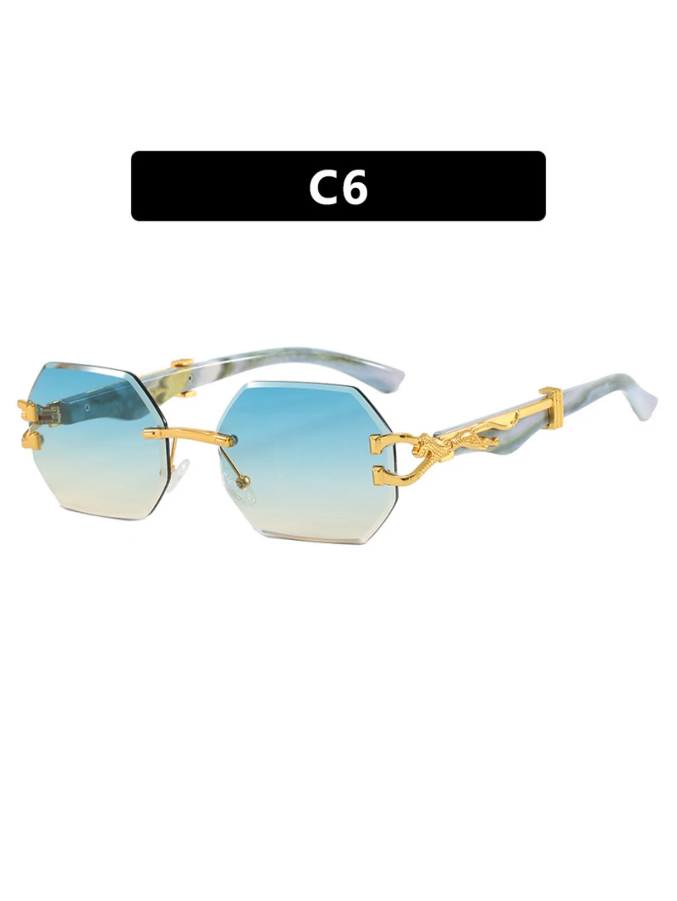 Metal Frameless Polygonal Sunglasses - Image 11